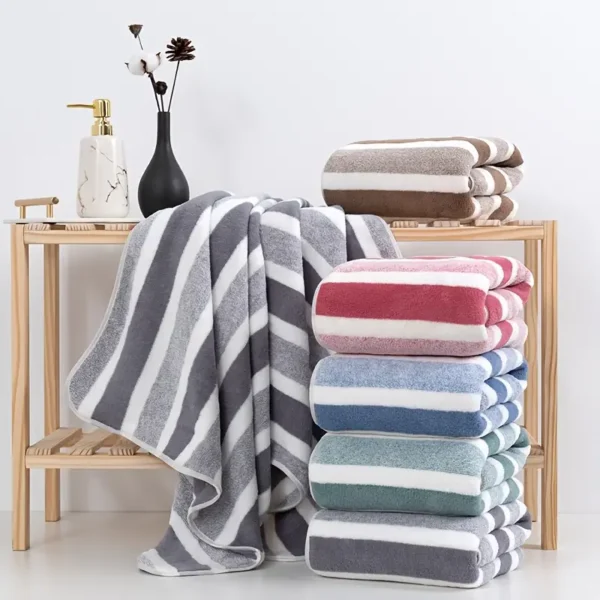 Striped Microfiber Quick Dry Bath Towel
