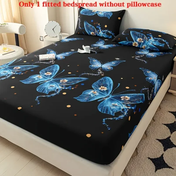 Blue Pattern Fitted Sheet - Soft & Stretchable (90x108") | 100% Brushed Polyester | Deep Pocket  | Jabartextile